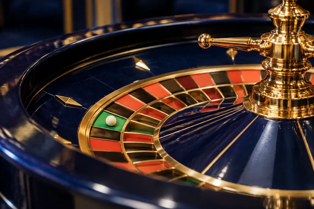Roda roulette di meja permainan.
